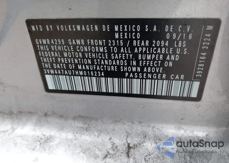 2017 Volkswagen Golf Gti Autobahn 4-Door/S 4-Door/Se 4-Door/Sport z USA, uszkodzony, nr VIN 3VW447AU7HM016234